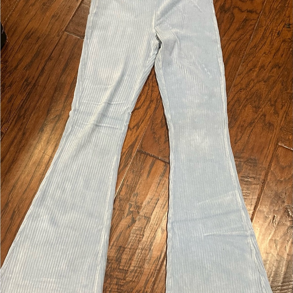 Aerie Velour Ribbed Light Blue pants
